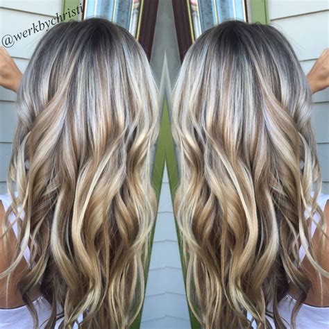 Highlights and lowlights, platinum blonde. Honey blonde. Balayage ...