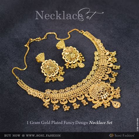 1 Gram Gold Plated Fancy Design Necklace Set for Women - Style B085 ...