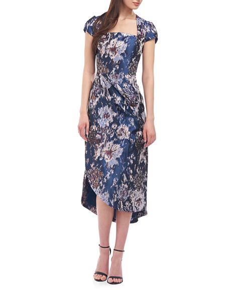 Vince Sea Carnation Cap-Sleeve Midi Dress | Neiman Marcus