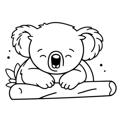Un mignon koala de dessin animé allongé sur une bûche Illustration ...