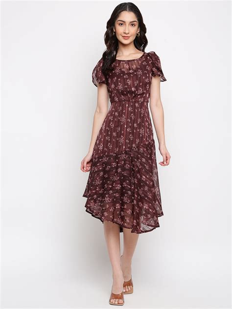 Maroon Cap Sleeve High Low Dress