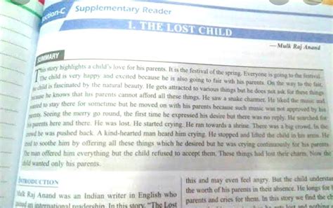Write the summary of the "Lost Child" in about 150 words - Brainly.in