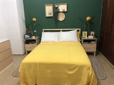 green and yellow bedroom walls