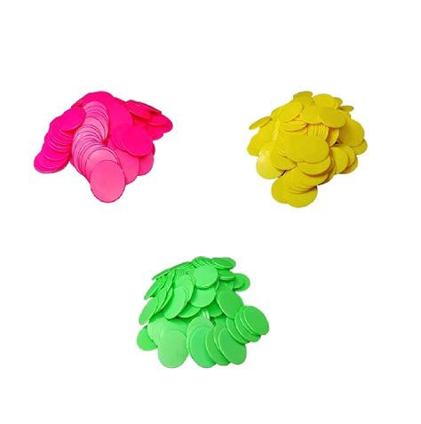 Buy MOREL Pink, Yellow, and Green Plastic Round Shape Plain Token Coin ...