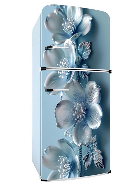 RK Digital Mart Blue Flower Fridge Stickers | Double Door Fridge ...