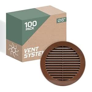 Vent Systems 6'' Inch Pack of 100 Brown Soffit Vent Cover - Round Air ...