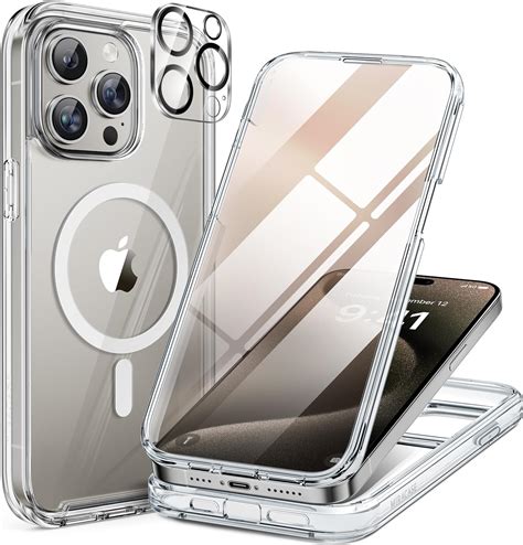 Miracase 360 Grad für iPhone 15 Pro Max Hülle Magnetisch mit Eingebaut Glas Schutzfolie und ...