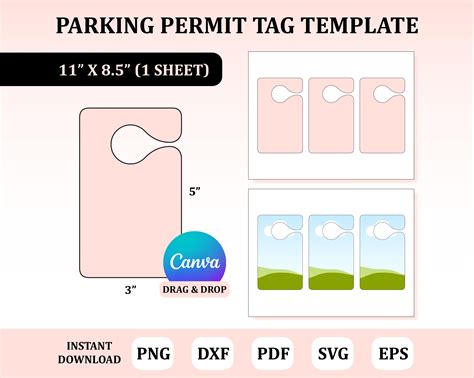 Parking Permit Hang Tag Template, Parking Permit Template , Parking Permit Svg, Hang Tag ...