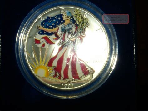 Painted 1999 Walking Silver Eagle Silver Dollar 1 Oz