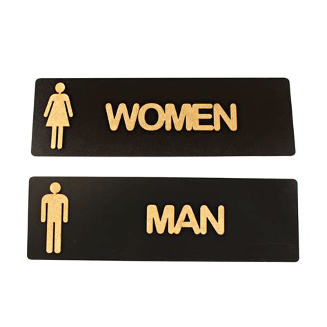 Par Placas Women Man Feminino Masculino Em Inglês Para Banheiro Feito ...