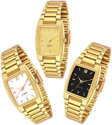 Imperial Club Combo Pack of 3 Golden Coloured Dial and Band Analog ...
