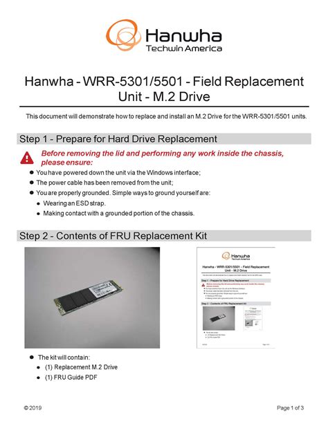 WRR-5301/5501 - Field Replacement Unit - M.2 Drive – Hanwha Vision ...