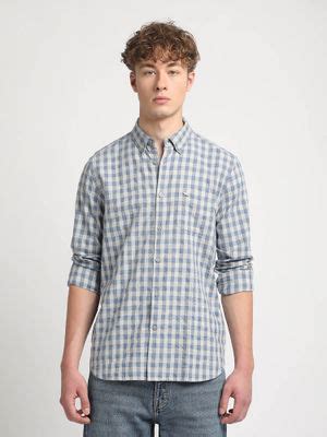 Buy The Bear House Men Blue Checked Slim Fit Cotton Casual Shirt Online