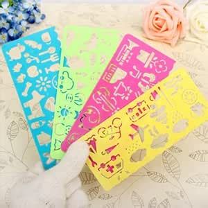 4pcs/Set Cute Art Graphics Symbols Drawing Template Ruler - : Amazon.in ...