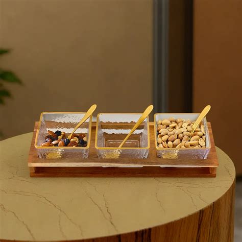 Buy UMAI 3-Piece Platter Set: Glass Bowls & Tray – GlobalBees Shop