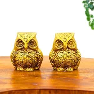 Buy INTERNATIONAL GIFT Gold Plated Brass Owl Figurines Pair Exquisite ...