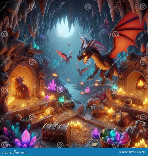 D Dragon S Lair a Mythical Cave Filled with Treasure, Dragon E Stock ...