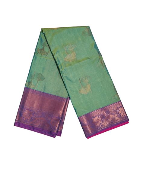 Mint Green Banarasi Silk Saree with Unstitched Blouse