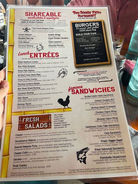Menu at Two Friends Patio Restaurant, Key West