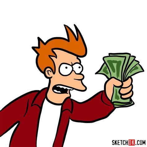 Futurama: how to draw Fry (Shut up and take my money) - Step by step ...