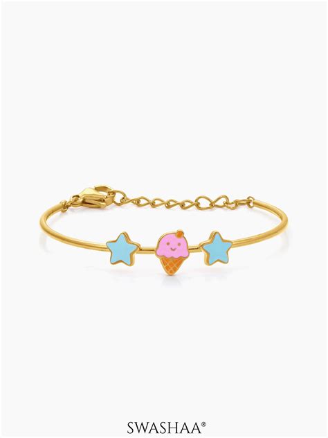 Buy Icecream Twinkle Charms 18K Gold Plated Kid's Kada Bracelet - Kid's ...