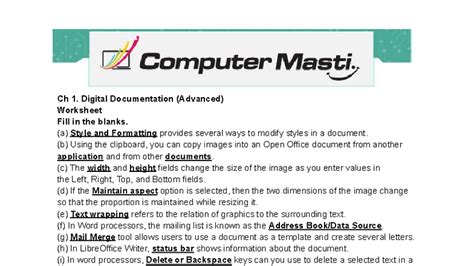 Ch 1. Digital Documentation (Advanced) Worksheet Guide - AK - Studocu