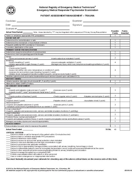 Nremt Trauma - National Registry of Emergency Medical Technicians Æ ...