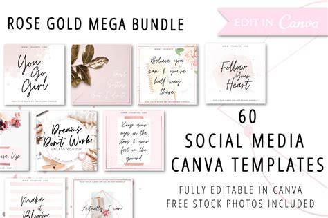 Big Canva Template Bundle - Rose Gold - Done For You Divas