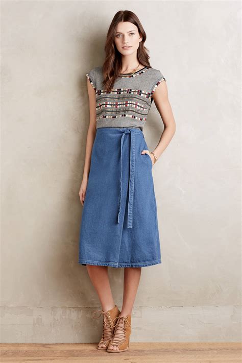 Fornea Denim Wrap Skirt | Anthropologie