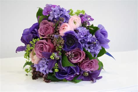 purple hydrangea wedding bouquet