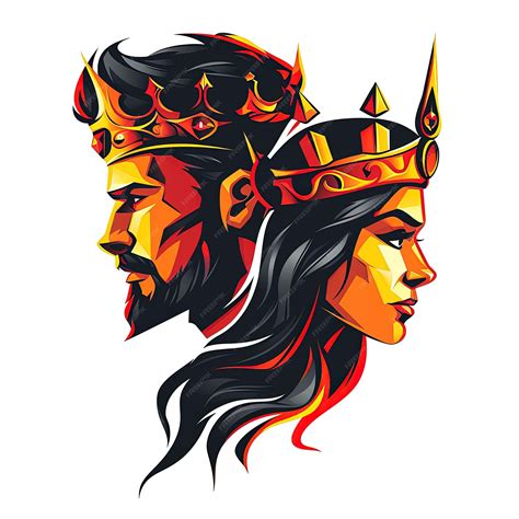 Premium Photo | 2d logo design of king and queen tshirt mockup logo esport logo