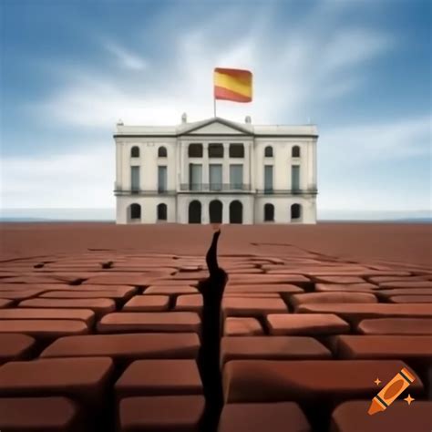 Dilapidated Spanish colonial building with cracks and weeds ...