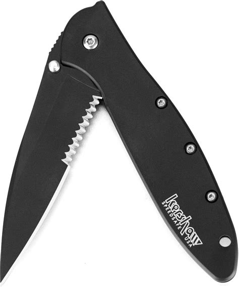 Kershaw Leek Black Serrated EDC Pocketknife 3" Sandvik 14C28N Steel ...