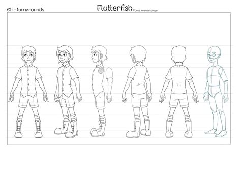 FlutterFish: Main Character Turnarounds