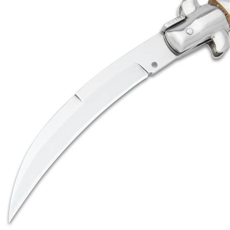 Pearl Curl Blade Automatic Stiletto Knife - Curved Stainless Steel ...