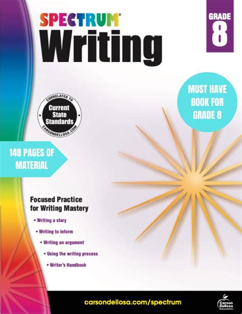 Spectrum Writing Grade 8 Back to School Language ESL Homeschool Writing ...