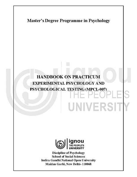 IGNOU PSYCHOLOGY - Master’s Degree Programme in Psychology HANDBOOK ON ...