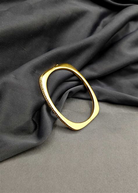 Classic Cubic Zircon Gold And Silver Plated Openable Kada Bracetet For
