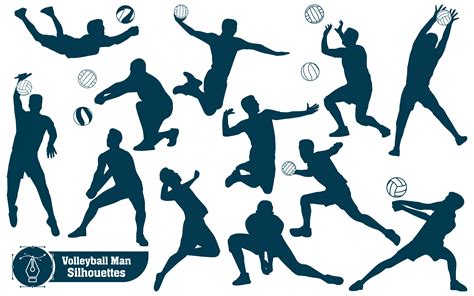 Male Volleyball Player Silhouette Vector Illustration par adopik · Creative Fabrica