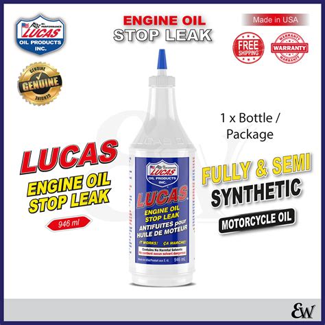 LUCAS Engine Oil Valve Seal Stop Leak 946ML USA 100% Genuine Minyak ...