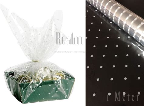 White Doted Clear Folded Cellophane Wrapping Gift Paper | Wedding ...