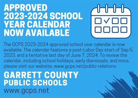 Approved Garrett County Public Schools 2023-2024 School Calendar | Deep ...