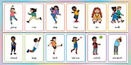 👉 PE Physical Action Word Cards (teacher made) - Twinkl