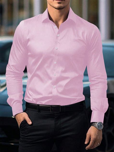 Manfinity Mode Men Spring/Summer Solid Color Long Sleeve Casual Shirt ...