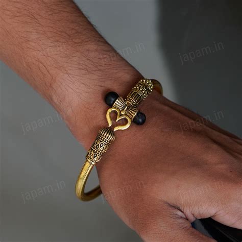 Gold Plated Karungali Trishool Kada – Japam