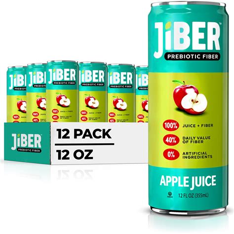 JIBER High Fiber Apple Juice Drink - No Sugar Added - 12 fl oz Apple ...
