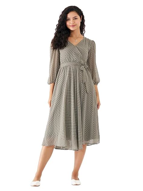 Buy AASK Women Fancy Plain & Grey Color Designer Knee-Length Dress For ...