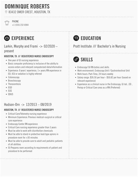 Registered Nurse Endoscopy Resume Samples | Velvet Jobs