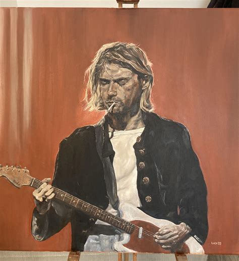 Completed Kurt Cobain oil painting- I have loved his music and lyrics ...