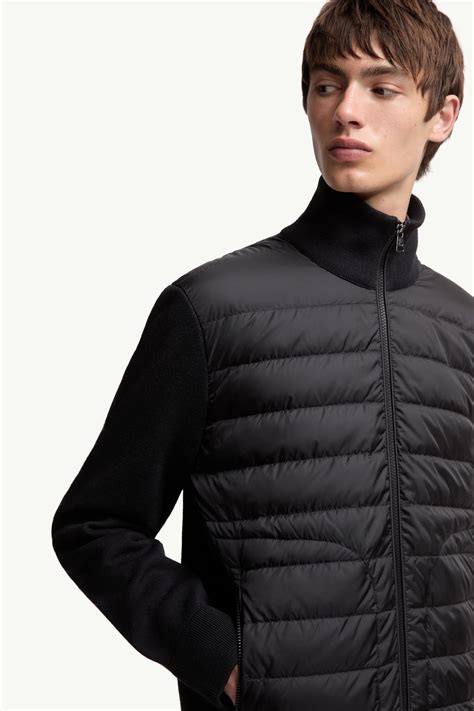 Black Padded Zip-Up Cardigan - Sweaters & Cardigans for Men | Moncler US